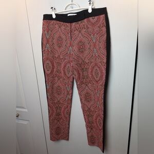 SFIZIO Trouser Pants XL Or 10 Magenta Paisley Embroidered Slim Made in Italy